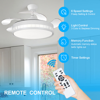 Ventilateur de plafond en plastique à moteur CC avec télécommande pliable, avec lustre et refroidissement par air, ventilateur de plafond suspendu