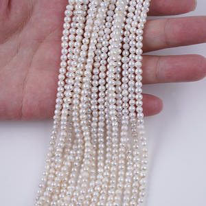 Collier de perles baroques Keshi blanches naturelles de 3-4 mm, petite chaîne de clavicule irrégulière, matériau semi-fini pour bricolage, perles en vrac - Product Image 1