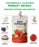 Kemasan Pouch Plastik Stand Up dengan Logo Custom, Cetak, untuk Jus Cair, Grade Makanan, Dapat Ditutup Kembali, Doypack