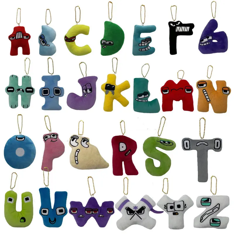 Manufacturer Alphabet Lore English 26 Letter Plush Keychain for Cartoon A B C Alphabet Animal Bag Pendant Stuffed Toys Keyring