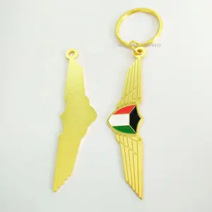 aviation wing wings Kuwait flag gift metal gold plating soft enamel keyring for airlines airways