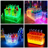 Nouveau design JLH – Seau à glace de luxe écologique, étanche, grande capacité (24 bières), éclairage RGB, en plastique PC durable, modèle PC pour