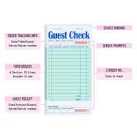 Carnets de commandes pour serveurs 6,75 x 3,5 pouces, blocs-notes, carnet de commandes pour serveurs, carnet de reçus de nourriture, carnet de commandes de restaurant, liste de vérification 172 x 89 mm