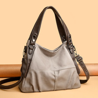 Nouveau Sac Fourre-tout Femme 2026 en PU Rétro avec Fermeture Éclair, Grande Capacité, Blocs de Couleurs, en Cuir Souple et Polyester, Sac à Bandoulière Élégant et Polyvalent Hiver 2025