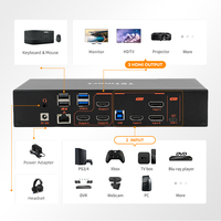 Commutateur KVM 2x3 ODM HDMI + DP + USB C MST 4K 60Hz Prise en charge USB3.0 3 moniteurs triples 2 ordinateurs pour bureau de trading financier