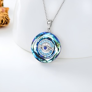 Collier Fantasy Evil Of Eye en argent sterling 925 collier rond en cristal bleu Evil Of Eye pour les femmes - Product Image 4
