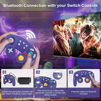 Control Inalámbrico para Gamecube con Función Turbo, Joystick de Juego con Movimiento Giroscópico de 6 Ejes para Nintendo Switch