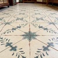 Carrelage en céramique de style rustique vintage 200x200mm avec motif bleu marocain et bords vieillis pour décoration de pièce de style méditerranéen