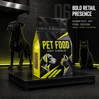 Sachet personnalisé à fond plat pour friandises pour chat, emballage imprimé pour snacks pour animaux de compagnie avec fermeture éclair, soufflet latéral et fenêtre transparente pour le produit