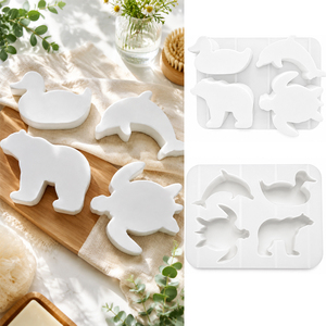 Moldes de silicona de animales, paquete de 4, los más vendidos transfronterizos, de grado alimenticio, para hornear pasteles, velas aromáticas, jabón y resina DIY - Product Image 1