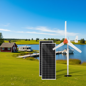 Kit d'énergie solaire et éolienne hybride 12V 600W avec 2 panneaux de 100W, turbine de 400W, batterie LiFePO4 pour maison, camping-car, bateau - Product Image 2