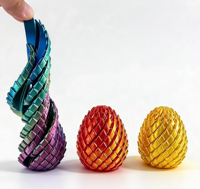 Jouet anti-stress en forme d'œuf de dragon multicolore imprimé en 3D de 7,4 cm, télescopique, extensible en PLA, décoration de bureau sensorielle