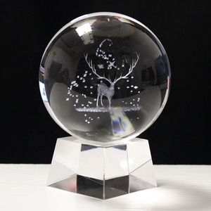 3D <strong>Moon</strong> Crystal <strong>Ball</strong> Paperweight Laser Engraved Glass Sphere Display Globe Meditation <strong>Ball</strong> Home Decor with Crystal Stand - Product Image 2