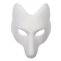 Masque de renard en PU à faire soi-même, peint à la main, style classique japonais, cosplay Kitsune, accessoire de mascarade féminin pour fêtes et bals, Chine