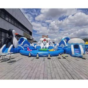 Hot Bán Inflatable Công Viên Nước Đồ Chơi Trượt Nước Trò Chơi Với Hồ Bơi Chất Lượng Tốt 0.55Mm + 0.9Mm Bạt PVC Plato - Product Image 1