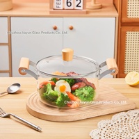 Casserole en verre borosilicate haute résistance pour cuisson à feu ouvert/gaz, avec double poignée, pour ragoûts/soupes/cuisson, résistante à la chaleur