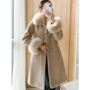Phụ Nữ Bất Len Cừu Lông Cừu Lông Thú Áo Khoác Phụ Nữ Fox Cổ Áo Mùa Đông Ấm Áp Chính Hãng Áo Khoác Lông Thú Mùa Đông - Product Image 3