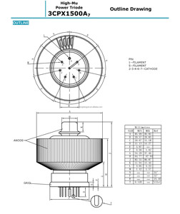 Tube d'oscillation à triode électronique RF BEIJING Original Chine 3CPX1500A7, tube de puissance pour machine haute fréquence - Product Image 3