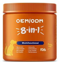 En stock – Complément nutritionnel quotidien tout-en-un pour chien – Multivitamines 8-en-1 sous forme de friandises à mâcher pour la santé de la peau, du pelage, des articulations et du cœur – OEM