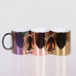 Taza de cerámica personalizada electrochapada de 15 oz, color sólido con asa, chapado en oro de grado A, chapado bicolor para regalos. - Product Image 4