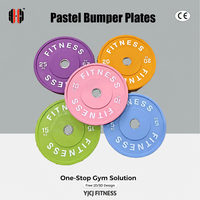 Disco de Peso para Parachoques de Colores Pastel con Superficie Recubierta y Anillo Central, Estructura Duradera para Equipos Profesionales de Gimnasio y Fitness