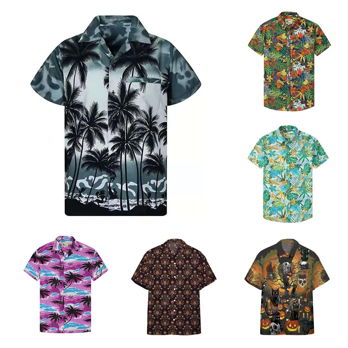 Mode Männer Hawaii hemd Kurzarm Streetwear Print Gestreiftes Patchwork Sommer Chic Bluse Mann Strand hemd