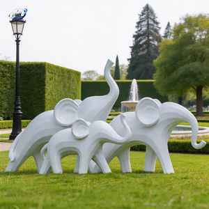 Custom Handmade Fiberglass Elephant Sculpture with Decoupage Technique for Outdoor Art Decor Amusement Park <b>Statue</b> - Product Image 1