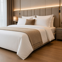Ensemble de literie d'hôtel de luxe 100% coton blanc pur, tissage satiné 60s 80s, pour les hôtels 5 étoiles Hilton & Marriott Standard