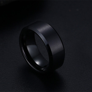 New Design 8mm Width Black Stainless Steel Fashion Casual <b>Ring</b> for Women Men High Quality <b>Couple</b> Wedding Jewelry - Product Image 4