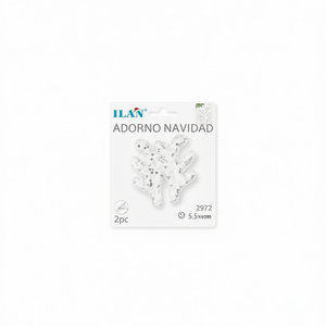 Ornamento Natalizio a Forma di Corna di Cervo Ilan 5.5x9mm Bianco 2 Pezzi - Product Image 1