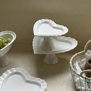 Bol à fruits en céramique élégant en gros, forme de cœur, en relief, sur pied, pour la décoration du salon, plateau pour bonbons, dessert, vaisselle - Product Image 3