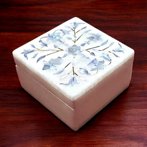 Caja de Joyería Decorativa Rectangular de Mármol y Madreperla de Alta Calidad, con Grabados Florales Modernos, Artesanía en Piedra, Superventas - Product Image 3