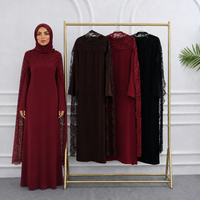 Mexizo 2026 Ensemble 2 pièces Abaya Modeste pour Femmes Musulmanes, Robe Longue avec Cape Entièrement en Dentelle, Vêtement Islamique de Dubaï, Manches Longues, Élégant, Couleur Unie
