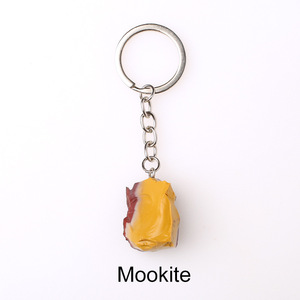 DIY Wholesale Natural Stone Keychain Crystal Quartz raw Gemstone Chakra Mookaite Jasper Key Chain Keyring