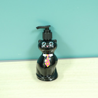 Décorations d'Halloween d'intérieur : Distributeur de savon en forme de chat noir mignon, 250 ml, en plastique PET, avec pompe à lotion et pulvérisateur, pour shampoing et savon animalier, thème Horreur