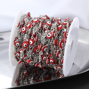 Cadena al por mayor con ojo turco rojo |   Cadena de Diseño en Acero Inoxidable con Ojo de la Suerte en Esmalte Rojo |   Resistente al agua y sin decoloración - Product Image 6
