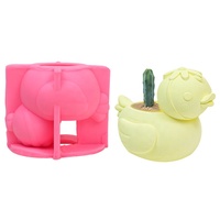 Nouveauté facile Texture Fine 3D dessin animé assis canard forme bricolage Silicone ciment résine plâtre pot Pot moule