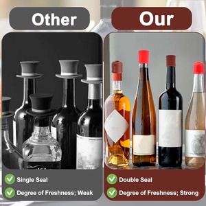 Tapón de Vino de Silicona Vodolo, Juego de 4 Piezas Reutilizables e Irrompibles, Mantiene el Vino Fresco para Uso Doméstico - Product Image 4