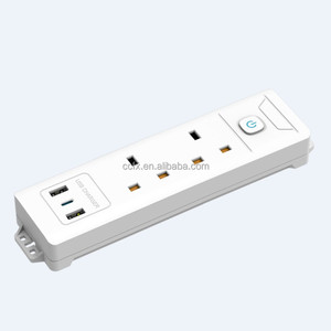 White Electric Extension Lead 5 Gang 2 Metre <strong>UK</strong> Plug 3 Pin <strong>Socket</strong> Outlet Wall Mountable Multi <strong>Socket</strong> - Product Image 4