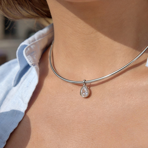 Collana Girocollo Classica con Ciondolo a Forma di Uovo in Zircone Bianco, <span class=keywords><strong>Catena</strong></span> in Acciaio Inossidabile Placcato Oro, Design Geometrico, Regalo per Donna - Product Image 4