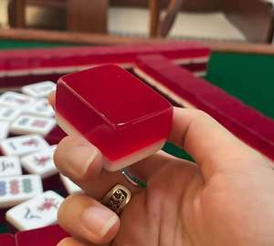 双色红白亚克力中国麻将套装，豪华亮面红背麻将牌，适合家庭聚会游戏 - Product Image 3