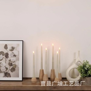 เชิงเทียนไม้เนื้อแข็งทรงกรวยเรียว ชุดสามชิ้น สำหรับตกแต่งบ้าน GZ 1024 - Product Image 4
