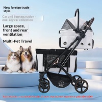 Poussette de voyage pliable double couche de taille moyenne pour chats/chiens, portable pour usage extérieur