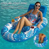 Grande chaise flottante pour adulte avec dossier et 2 porte-gobelets, radeau de piscine gonflable en feuille d'érable