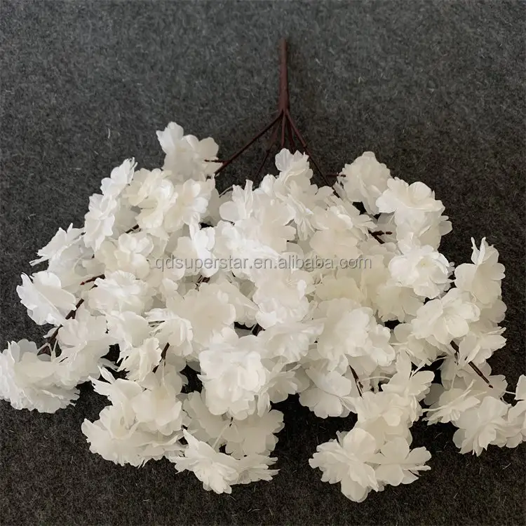 L-452 새로운 스타일 벚꽃 꽃 인공 5 머리 가지 아치 결혼식을위한 흰색 벚꽃 무리