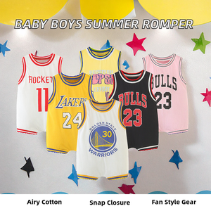 Mameluco Unisex para Bebé, Verano, Sin Mangas, Pantalón Corto, Cierre con Botones a Presión, Spandex/Algodón, Uniforme de Baloncesto, Recién Nacido - Product Image 2