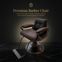 Fauteuil de Barbier Hydraulique Noir Commercial Robuste avec Revêtement en Cuir Confortable pour Salon de Coiffure Moderne