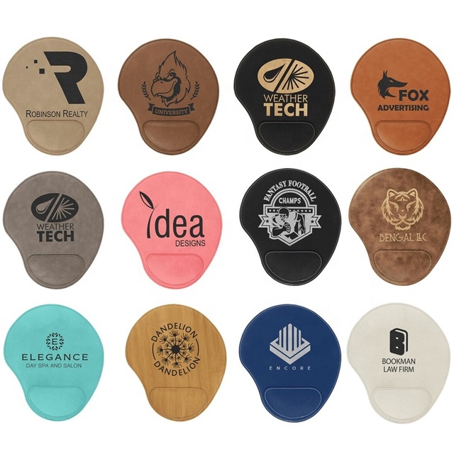 Custom Leather Mouse Pad Triangular Mouse Mat Office Desk Accessory Laserable Leatherette Gaming Mouse Pads With Wrist Rest