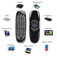Mini Teclado Inalámbrico OEM C120 con Mouse de Aire, 6 Giroscopios, 7 Colores Retroiluminados, Control por Voz, Batería Recargable 2.4G, Control Remoto