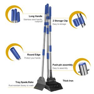 Orta ve Küçük Boy Köpekler İçin Çevre Dostu Lüks Uzun Saplı Taşınabilir Köpek Dışkısı Toplayıcı, Paslanmaz Çelik Tepsi ve Tırmık Seti - Product Image 4